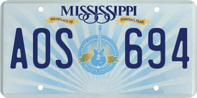 MS license plate AOS694
