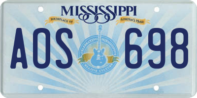 MS license plate AOS698
