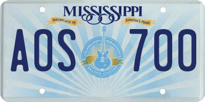 MS license plate AOS700