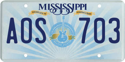 MS license plate AOS703