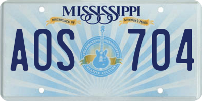 MS license plate AOS704