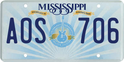 MS license plate AOS706