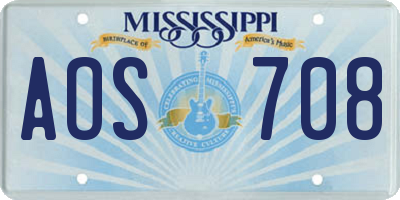 MS license plate AOS708