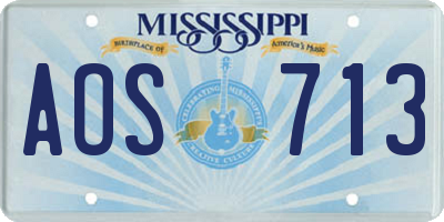 MS license plate AOS713