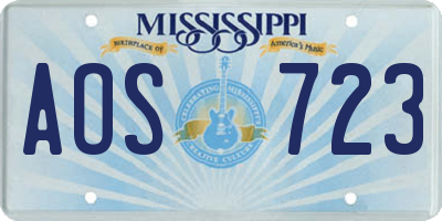 MS license plate AOS723