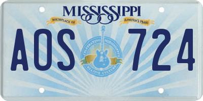 MS license plate AOS724