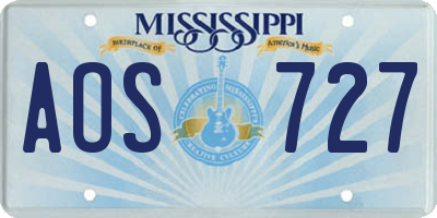 MS license plate AOS727