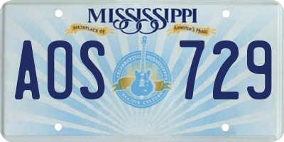 MS license plate AOS729
