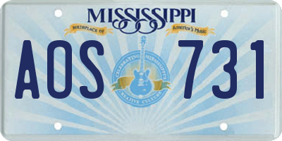 MS license plate AOS731