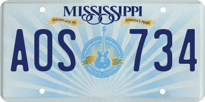 MS license plate AOS734