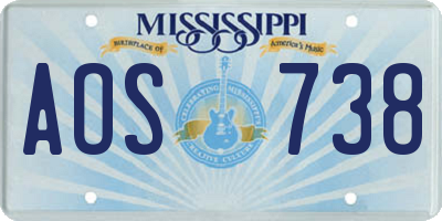MS license plate AOS738