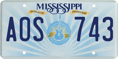MS license plate AOS743