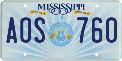 MS license plate AOS760
