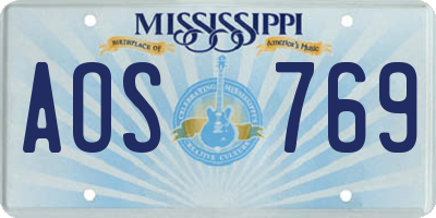 MS license plate AOS769