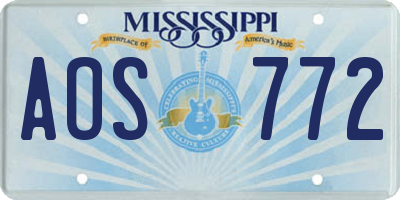 MS license plate AOS772