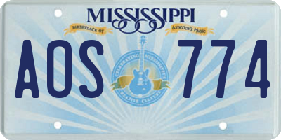 MS license plate AOS774