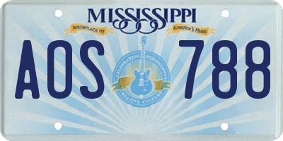 MS license plate AOS788