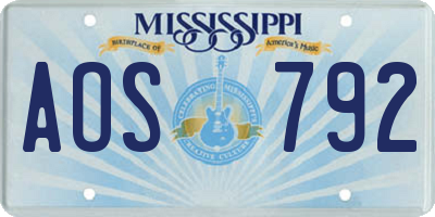 MS license plate AOS792