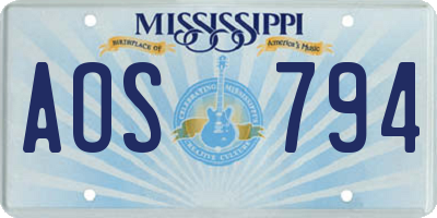MS license plate AOS794