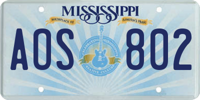 MS license plate AOS802
