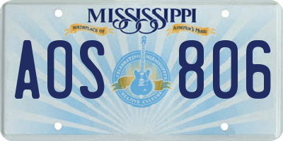MS license plate AOS806