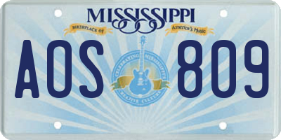 MS license plate AOS809