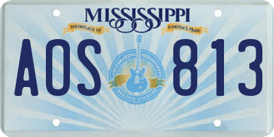 MS license plate AOS813