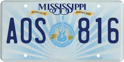 MS license plate AOS816
