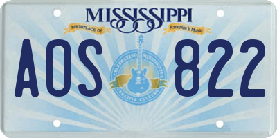 MS license plate AOS822