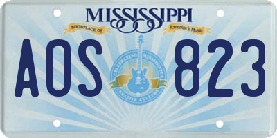 MS license plate AOS823