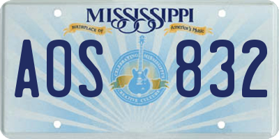 MS license plate AOS832