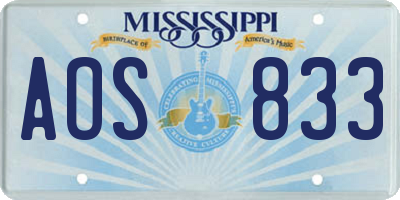 MS license plate AOS833