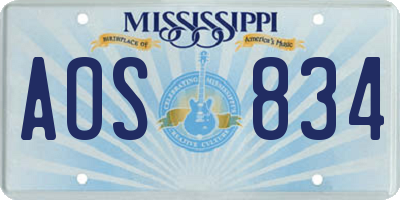 MS license plate AOS834