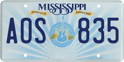 MS license plate AOS835