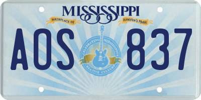 MS license plate AOS837