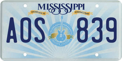 MS license plate AOS839