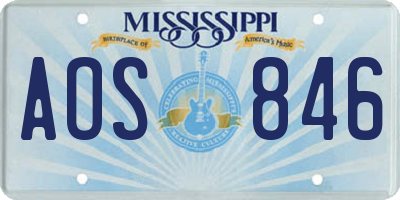 MS license plate AOS846