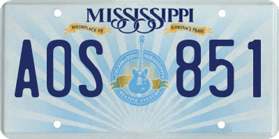 MS license plate AOS851