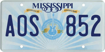 MS license plate AOS852