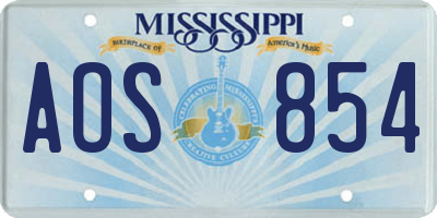MS license plate AOS854