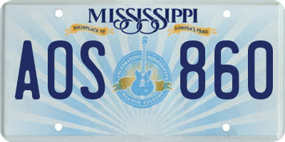MS license plate AOS860