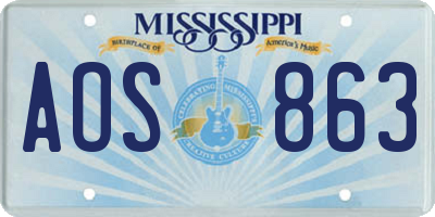 MS license plate AOS863