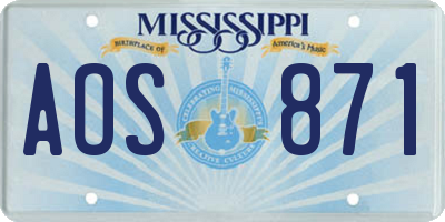 MS license plate AOS871