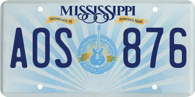 MS license plate AOS876