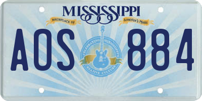 MS license plate AOS884