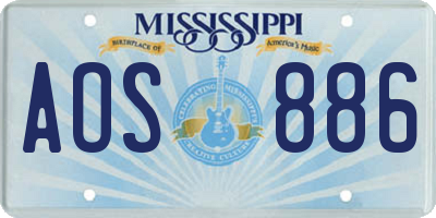 MS license plate AOS886
