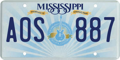 MS license plate AOS887