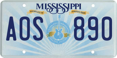MS license plate AOS890