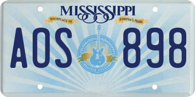 MS license plate AOS898