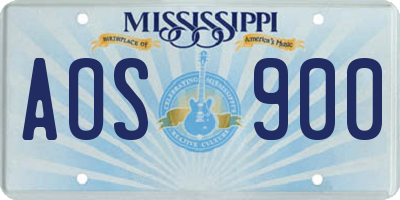 MS license plate AOS900